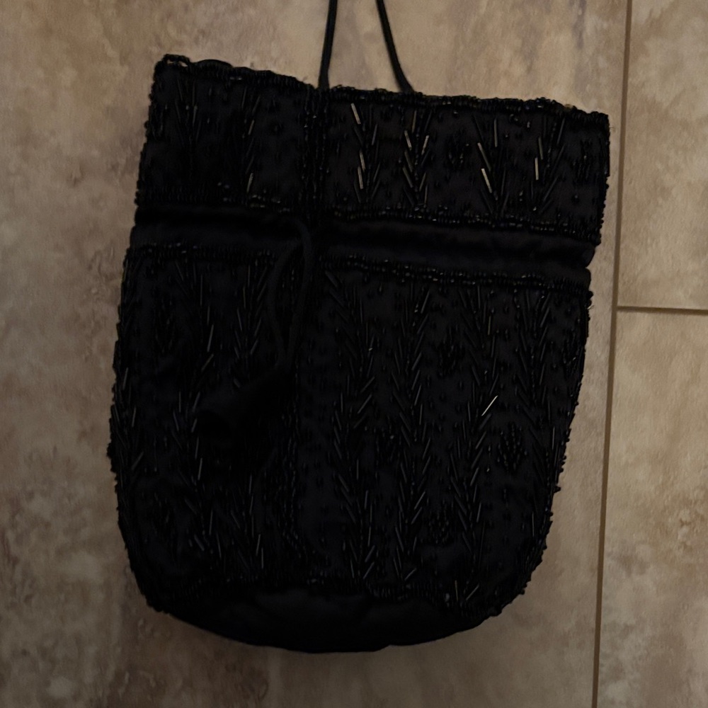 Elegant Black Beaded Women's Bag